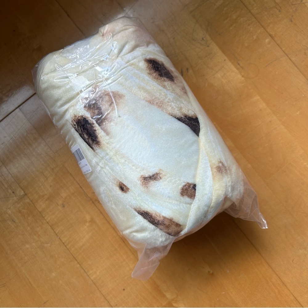 Giant Tortilla Burrito Throw Blanket, Double Sided, Ivory, Brown, 63 inches - Picture 11 of 17